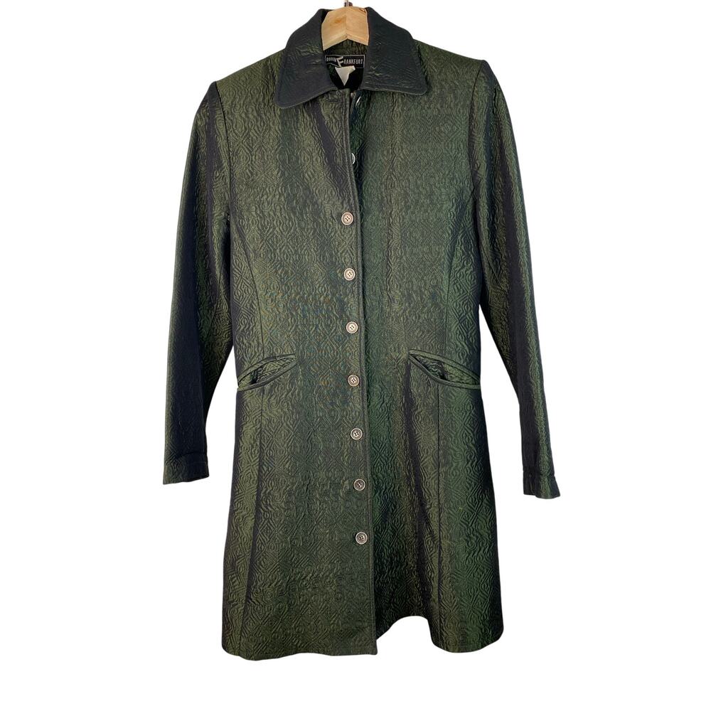 Dorin‎ Frankfurt Women's 6 Green Quilted Lightweight Button Up Coat *